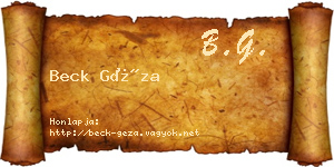 Beck Géza névjegykártya