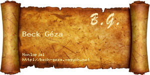 Beck Géza névjegykártya