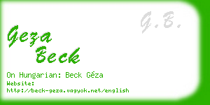 geza beck business card